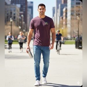 Old Navy Men’s Classic Graphic Tee - Heathered Plum - Size XL